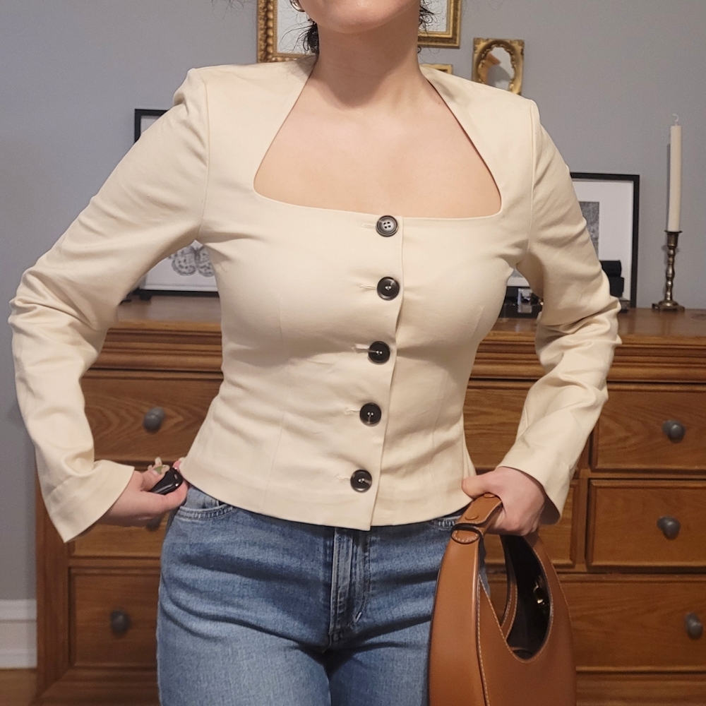 & Other Stories Beige Button Top - Picture 3 of 5